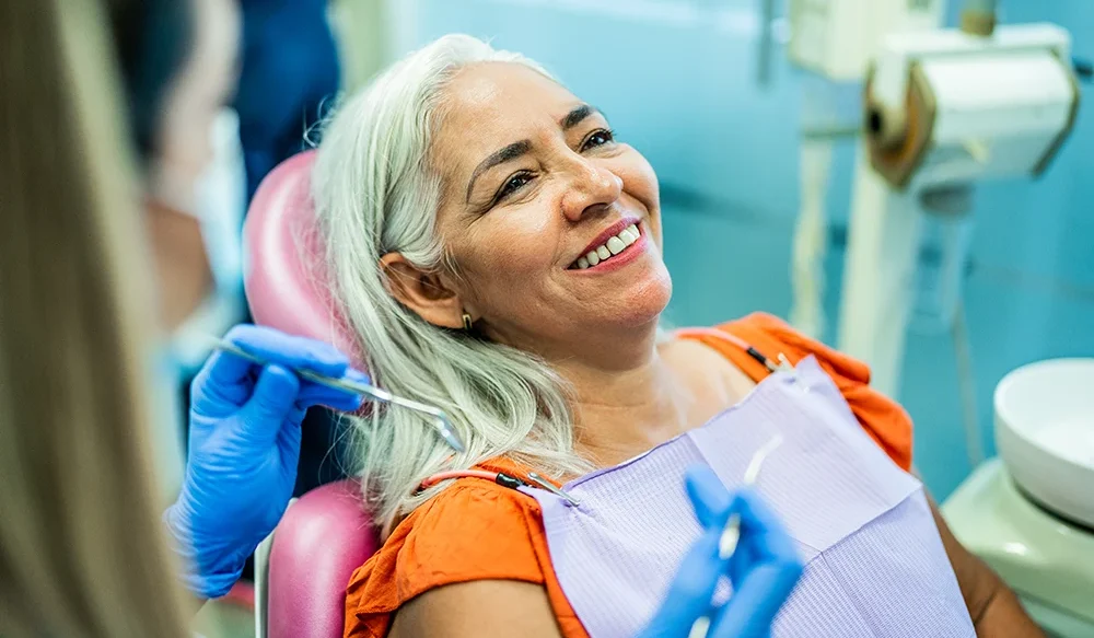 Woman in dental chair
