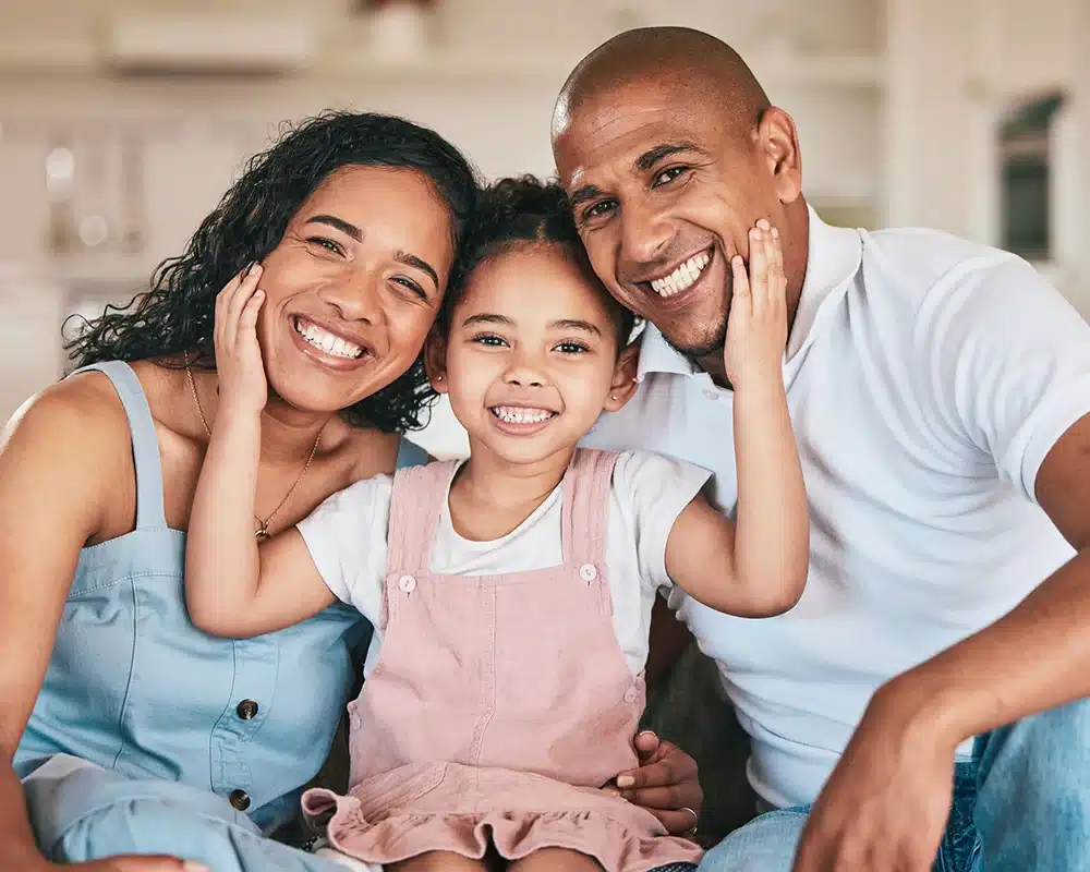 Family enjoying having open enrollment health insurance